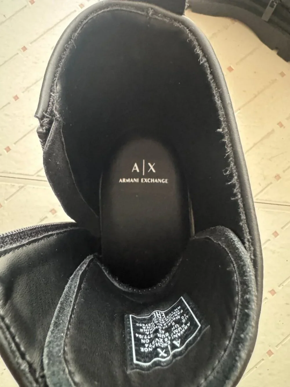 Armani Exchange men's combat style boots with side zipper SZ10 Black